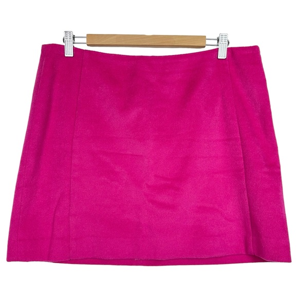 The Limited Textured Fur Wool Blend A Line Lined Career Mini Pencil Skirt Pink - Picture 11 of 11